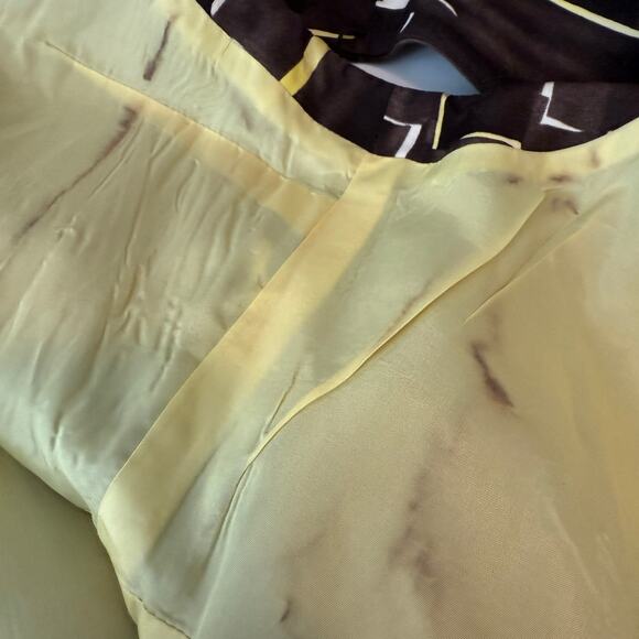 Eccoci Layered Shell Dress Brown Yellow Silk Linen Size 12 - Picture 9 of 11